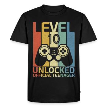 Level 10 Unlocked official teenager - Men's Premium Organic T-Shirt - black - Front - Nico (187cm)