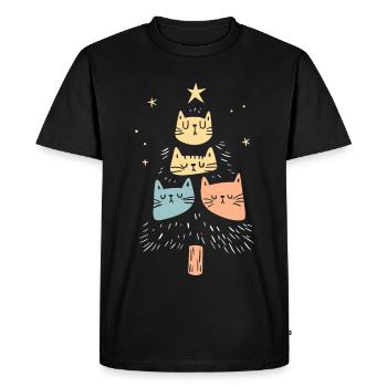 Christmas Cats Cats Christmas Tree Gift - Men's Premium Organic T-Shirt - black - Front - Nico (187cm)