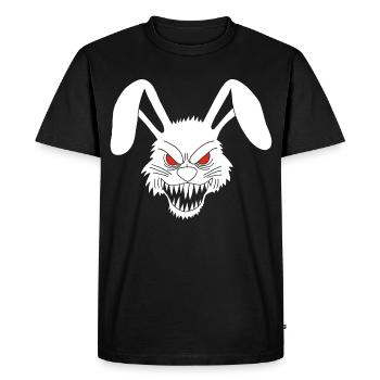 Lapin blanc démoniaque - T-shirt Premium bio Homme - noir - Devant - Nico (187cm)