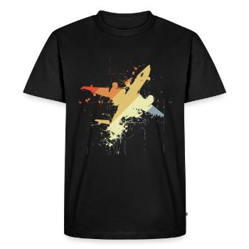 80s Airplane Graphic - Men's Premium Organic T-Shirt - black - Front - Nico (187cm)