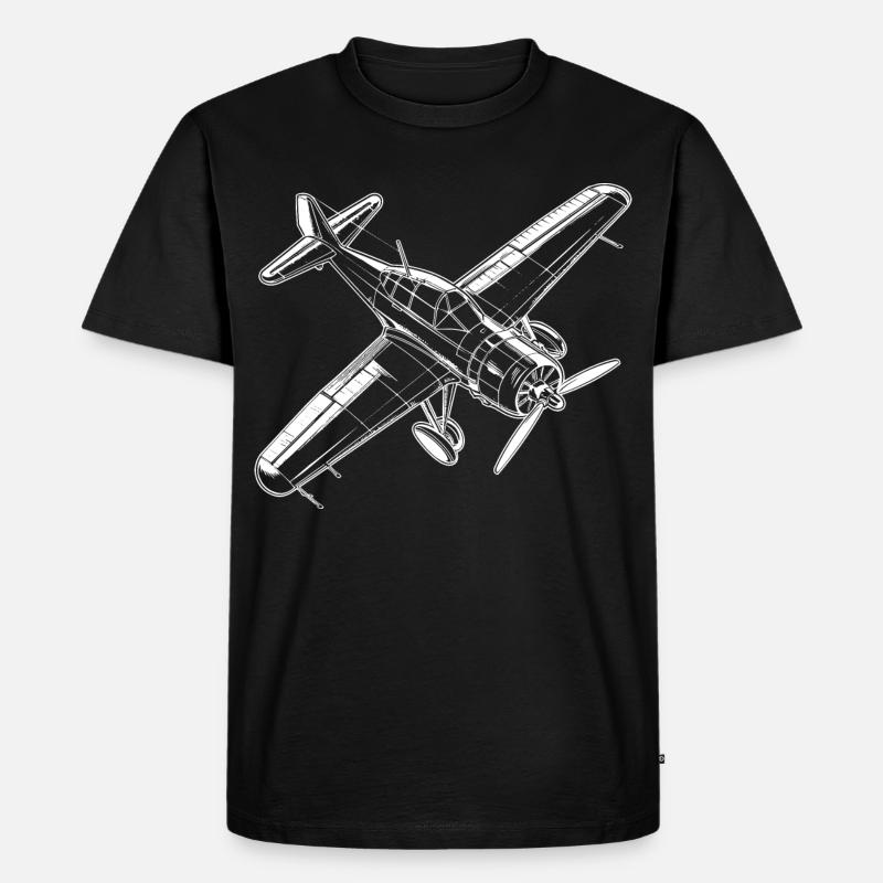 Propellerflugzeug - Männer Premium Bio T-Shirt - Schwarz