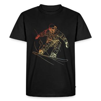 Planche à neige croquis rétro - T-shirt Premium bio Homme - noir - Devant - Nico (187cm)
