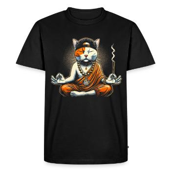 Zen Hip-Hop Cat Méditation Détendue Design - T-shirt Premium bio Homme - noir - Devant - Nico (187cm)