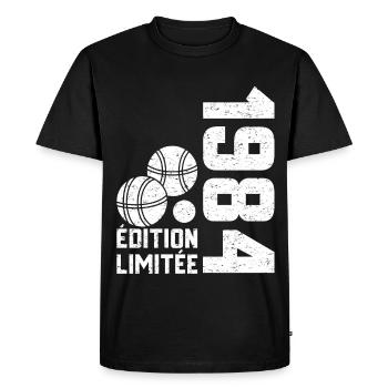 1984 Limited Edition Pétanque 40th Anniversary - Men's Premium Organic T-Shirt - black - Front - Nico (187cm)