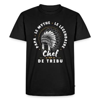 Papa le mythe le légendaire Chef de tribu - T-shirt Premium bio Homme - noir - Devant - Nico (187cm)