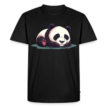 Dessin animé mignon d’un panda endormi - Design adorable - T-shirt Premium bio Homme - noir - Devant - Nico (187cm)
