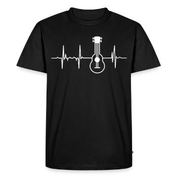My heart beats for the ukulele - Men's Premium Organic T-Shirt - black - Front - Nico (187cm)