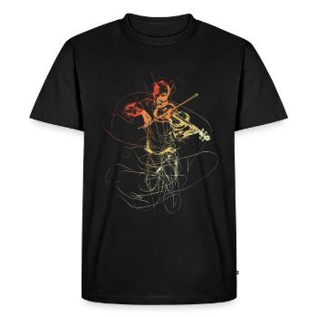 Dessin de violoniste vintage - T-shirt Premium bio Homme - noir - Devant - Nico (187cm)