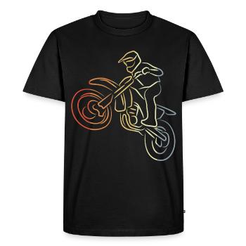 Dessin au trait de motocross - T-shirt Premium bio Homme - noir - Devant - Nico (187cm)