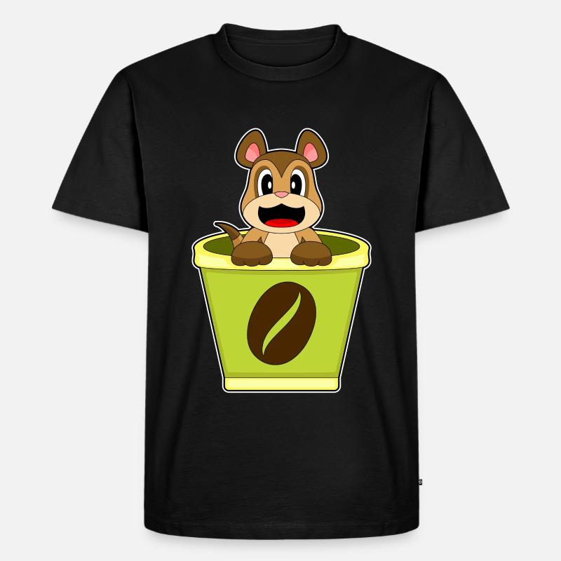 Erdmännchen Becher Kaffee - Männer Premium Bio T-Shirt - Schwarz