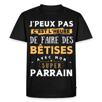 Bêtises avec mon super parrain, idée cadeau enfant - T-shirt Premium bio Homme - noir - Devant - Nico (187cm)