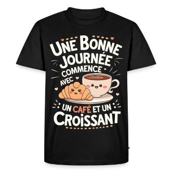 Café Humour Cadeau Pour les Amateurs de Café - T-shirt Premium bio Homme - noir - Devant - Nico (187cm)