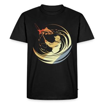 Vintage Fishing - Men's Premium Organic T-Shirt - black - Front - Nico (187cm)