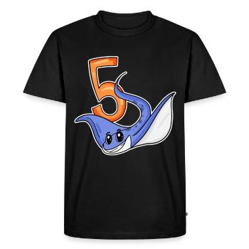 5e anniversaire Motif Stingray - 5 ans - T-shirt Premium bio Homme - noir - Devant - Nico (187cm)