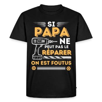 Papa meilleur réparateur bricoleur - T-shirt Premium bio Homme - noir - Devant - Nico (187cm)