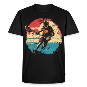 Joueur de crosse des années 80 - T-shirt Premium bio Homme - noir - Devant - Nico (187cm)