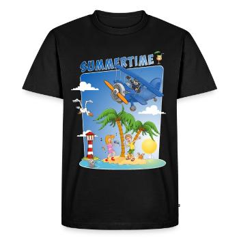 Image d’été colorée et joyeuse - T-shirt Premium bio Homme - noir - Devant - Nico (187cm)