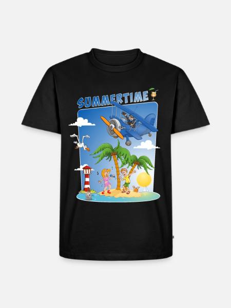 Buntes und fröhliches Sommerbild - Männer Premium Bio T-Shirt - Schwarz