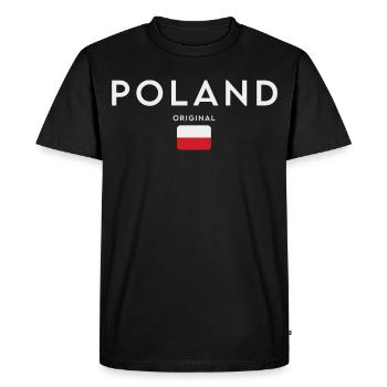 Drapeau de la Pologne, fierté polonaise - T-shirt Premium bio Homme - noir - Devant - Nico (187cm)