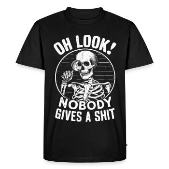 Oh Look Skeleton Nobody Cares Dark Humor Design - Men's Premium Organic T-Shirt - black - Front - Nico (187cm)