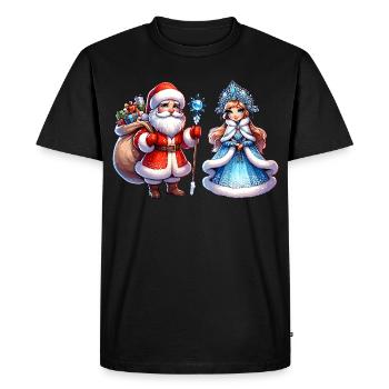 Ded Moroz Snegurochka, Père Noël russe - T-shirt Premium bio Homme - noir - Devant - Nico (187cm)