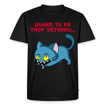 Chat manga détendu - T-shirt Premium bio Homme - noir - Devant - Nico (187cm)