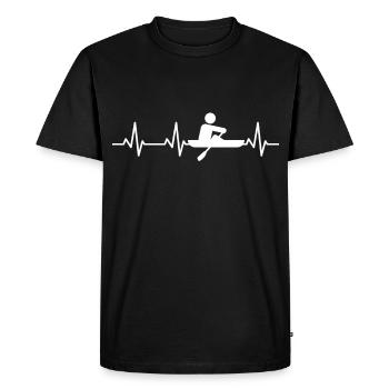 Rowing stick figure heartbeat - Men's Premium Organic T-Shirt - black - Front - Nico (187cm)