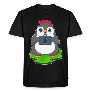 Penguin Photographe Appareil photo - T-shirt Premium bio Homme - noir - Devant - Nico (187cm)