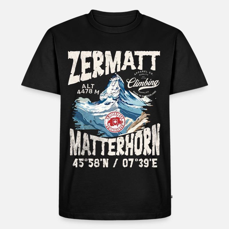 Zermatter Klettern 3 - Männer Premium Bio T-Shirt - Schwarz