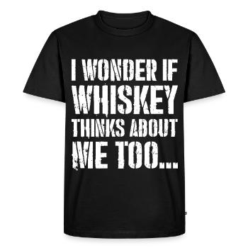 Je me demande si le whisky pense trop à moi Drôle - T-shirt Premium bio Homme - noir - Devant - Nico (187cm)