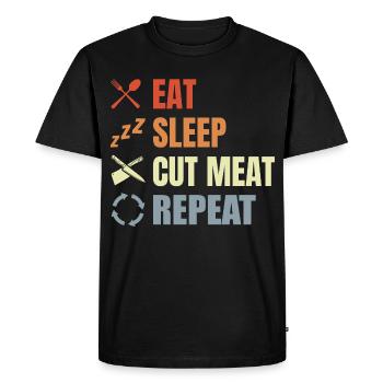 Manger Dormir Viande coupée Répéter - T-shirt Premium bio Homme - noir - Devant - Nico (187cm)
