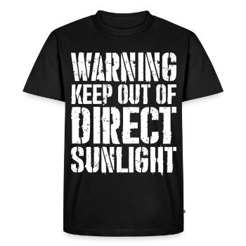 warning keep out of direct sunlight funny shirt - Men's Premium Organic T-Shirt - black - Front - Nico (187cm)