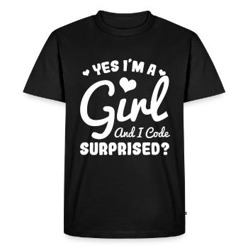 Yes I'm A Girl And I Code Surprised - Men's Premium Organic T-Shirt - black - Front - Nico (187cm)