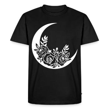 Lune fleurie blanche - T-shirt Premium bio Homme - noir - Devant - Nico (187cm)