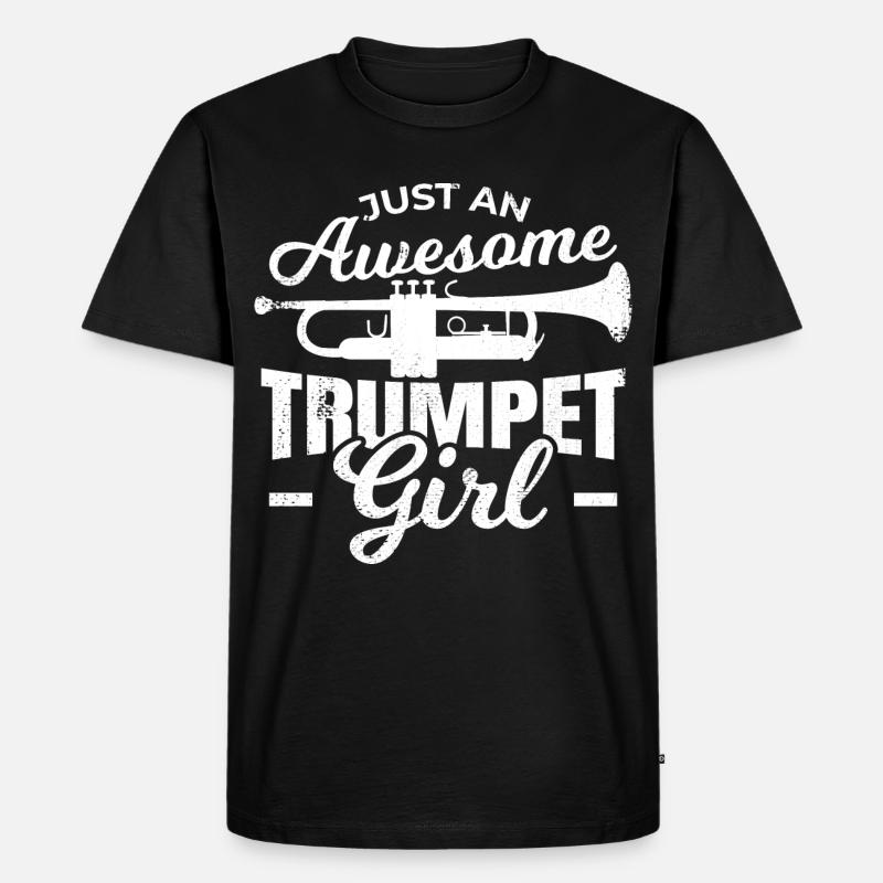 Trompeten Mädchen - Männer Premium Bio T-Shirt - Schwarz