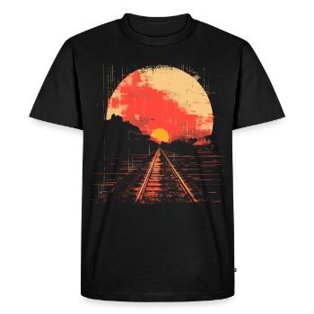 Railway Illustration - Men's Premium Organic T-Shirt - black - Front - Nico (187cm)