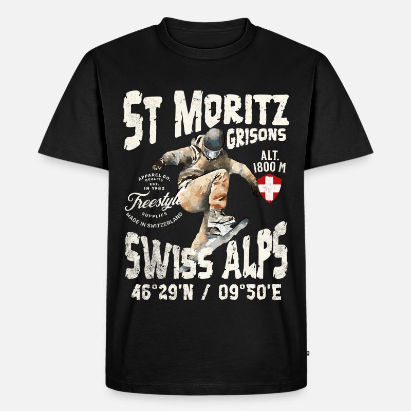 Schweizer Alpin- und Mountain-Skateboarder - Männer Premium Bio T-Shirt - Schwarz