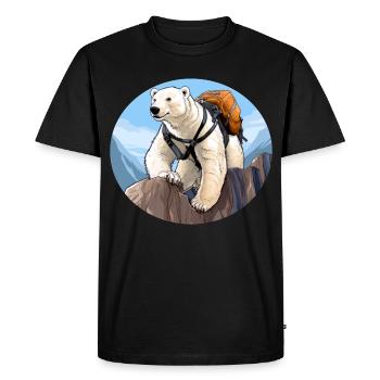 Polar Bear Hiking / Mountaineer Polar Bear - Men's Premium Organic T-Shirt - black - Front - Nico (187cm)