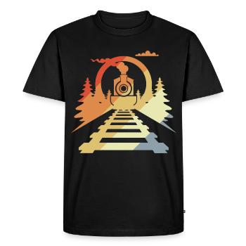 Railway Retro Style - Men's Premium Organic T-Shirt - black - Front - Nico (187cm)