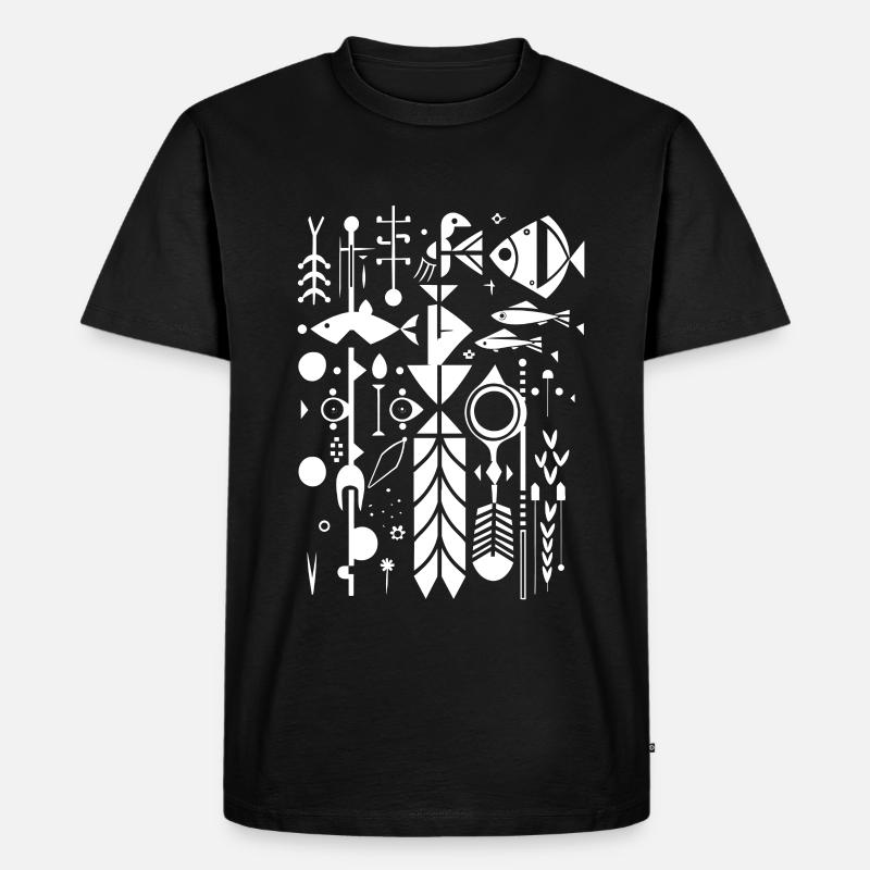 Fischerei Silhouette - Männer Premium Bio T-Shirt - Schwarz