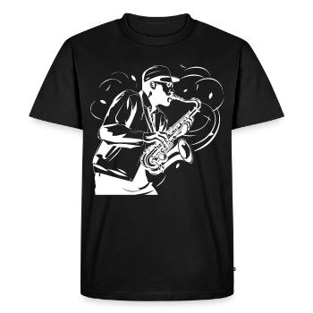 Croquis de saxophoniste - T-shirt Premium bio Homme - noir - Devant - Nico (187cm)