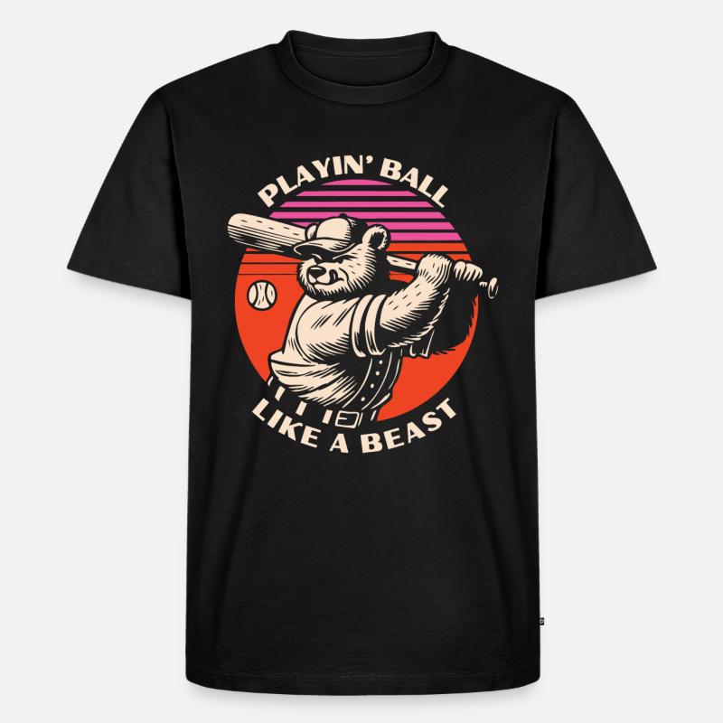 Baseball Beast Bear - Männer Premium Bio T-Shirt - Schwarz