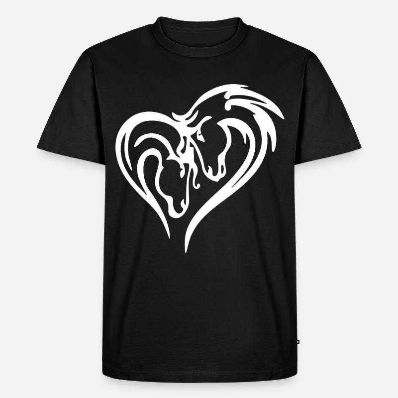 Pferdeherz (weiß) - Männer Premium Bio T-Shirt - Schwarz