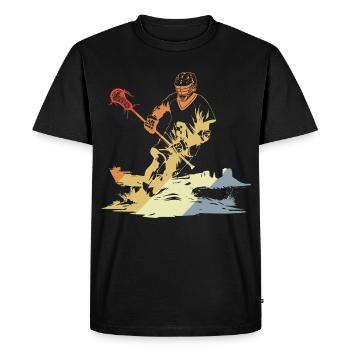 Vintage Lacrosse Player - Men's Premium Organic T-Shirt - black - Front - Nico (187cm)