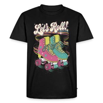 Let’s Roll Design de patin à roulettes rétro coloré - T-shirt Premium bio Homme - noir - Devant - Nico (187cm)