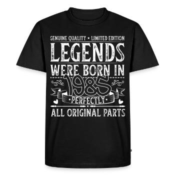 Des légendes sont nées en 1985 - T-shirt Premium bio Homme - noir - Devant - Nico (187cm)