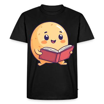 Patate heureuse lisant un livre - Design adorable - T-shirt Premium bio Homme - noir - Devant - Nico (187cm)