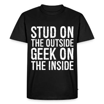 Goujon à l’extérieur Geek à l’intérieur - T-shirt Premium bio Homme - noir - Devant - Nico (187cm)