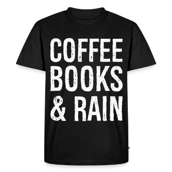 café livres pluie - T-shirt Premium bio Homme - noir - Devant - Nico (187cm)