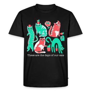 C’est l’époque de nos chats – Retro Cat Art - T-shirt Premium bio Homme - noir - Devant - Nico (187cm)